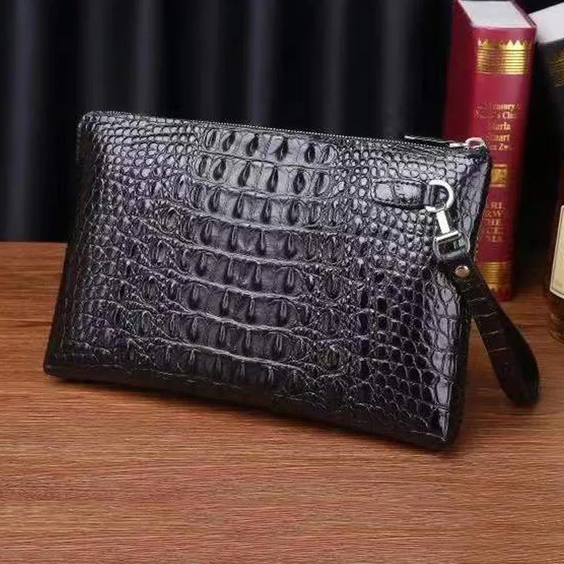 Imagem -04 - Crocodilo Padrão Masculino Maleta Bolsa Real do Couro Envelope Bolsa de Embreagem Grande Capacidade Masculino de Alta Qualidade 2023 Novo