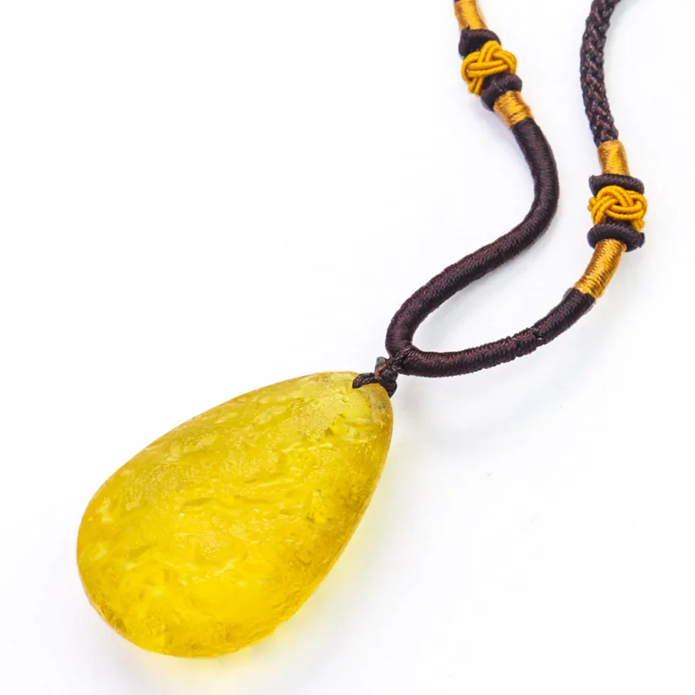 Fortune Citrine Gold Color Necklace Glass Crystal Quartz Pendant Water Drop Colored Glaze Healing Amulet Woman Jewelry
