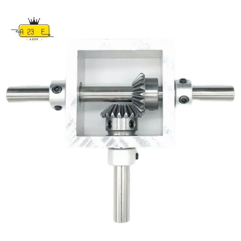 A23E-90 Degree Angle Transmission Reversing Dual Output Shaft Bevel Gear Angle Converter Speed Ratio 1:1 Mechanical Module