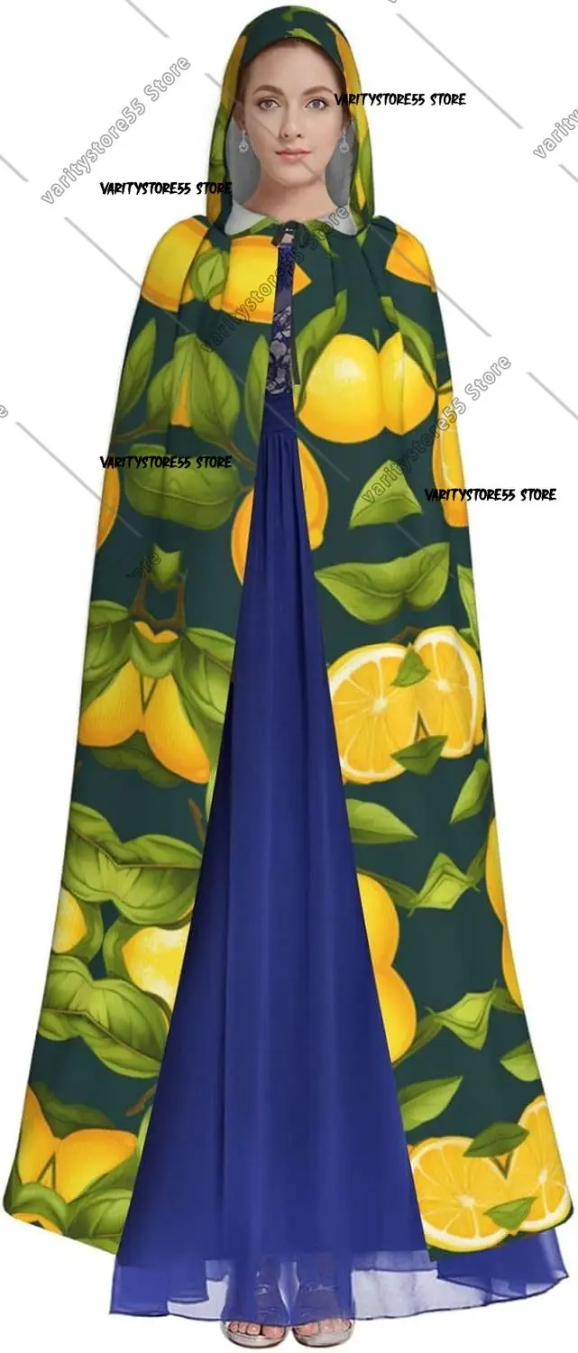 عباءة بغطاء للرأس للبالغين للهالوين، صورة فاكهة الليمون، عباءة كبيرة للغاية بغطاء للرأس