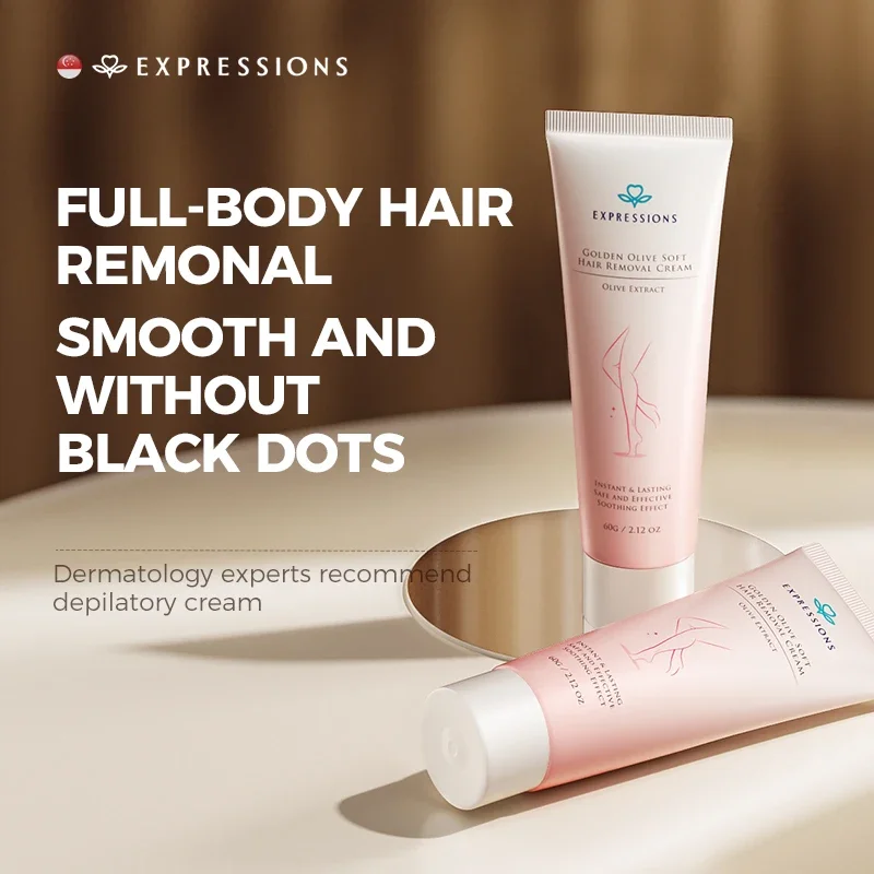 60g x 2 EXPRESSIONS GOLDEN OLIVE SOFT HAIR REMOVAL CREAM HAIR REMOVAL WITHOUT DARK SPOTS, GENTLE WITH ZERO PAIN