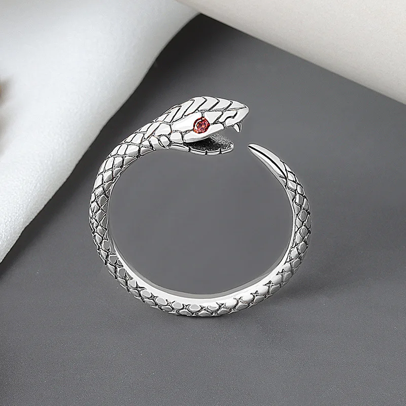 Cute Snake Rings Gothic Men Women Winding Snake Ring Jewelry Unique Red Eye Adjustable Open Ring кольц