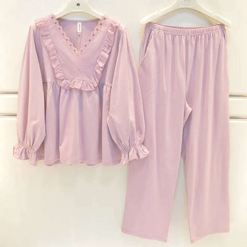anziban-women's-pure-cotton-knitted-long-sve-spwear-autumn-2026-korean-sle-sweet-home-clothes-princ-sle