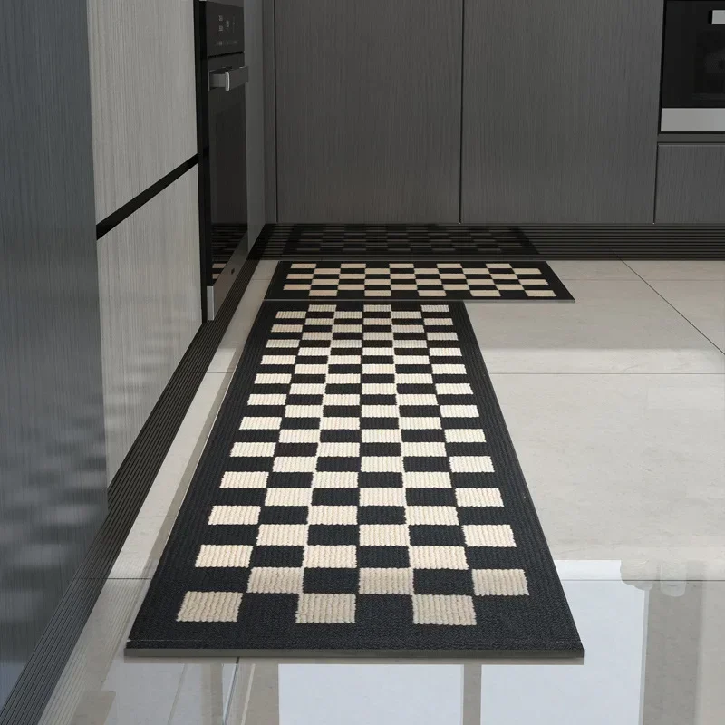 New Long Strip Absorbent Kitchen Mat Geometric Printing Oil-Absorbing Non-Slip Foot Pad Machine Washable Stain-Resistant Carpet