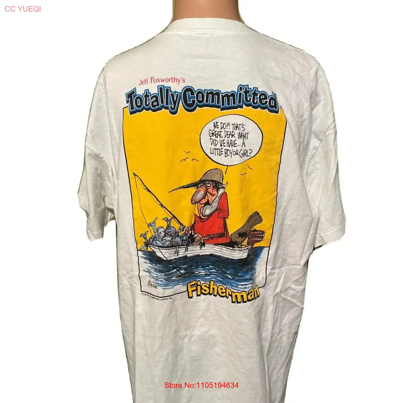 Vintage 1998 Jeff Foxworthy s Totally Committed Fisherman T Shirt Size Mens XL vintage Washed Stretched streetwear Stylish