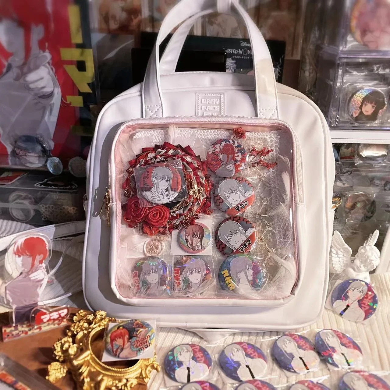 2024 Sweet Autumn Transparent Backpacks For Women High-capacity Cute PU Shoulder Bags Clear Bolsa Mujer Сумка