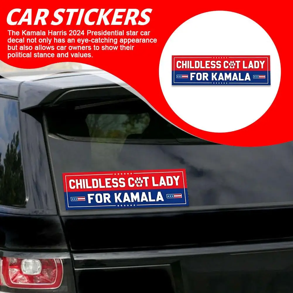 1pcs Kamala Harris 2024 Stickers,President Kamala Harris 2024 Flag Bumper Sticker Waterproof Vinyl Decals For Car W0F8