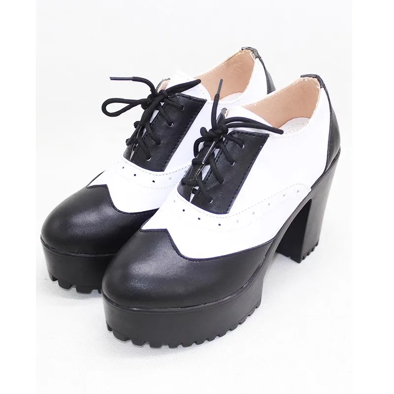 Buty Cosplay z pijawką, skręconą krainą czarów, oktavinelle, wiążą ze skórzanymi butami w kształcie serca