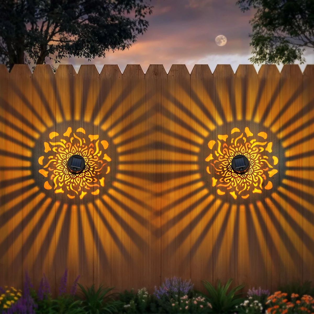 Solar Powered Mandala Projection Light Outdoor Auto On Off for Garden Yard Patio Wall Decor IP65 Waterproof Solar Wall Lamp
