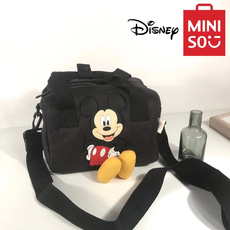 MINISO Disney Mickey z serii kreskówka śliczna miki mysz torba Crossbody torba Cylinder dziecięca torba na telefon czarna torba na ramię