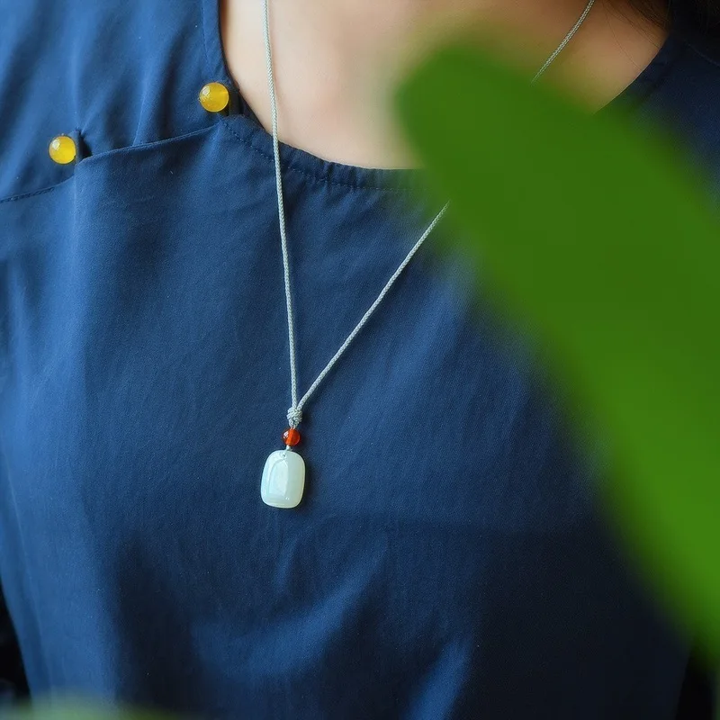 Hotan Peace And Serenity Women, White Jade Flat Pendant Necklace, Various Styles