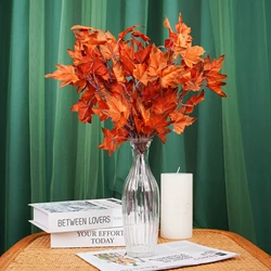 Fall Artificial Maple Leaf Flowers Bouquet for Home Room Decor Wedding Marriage Party Decoration Fake Plant Garden Vase Ornament