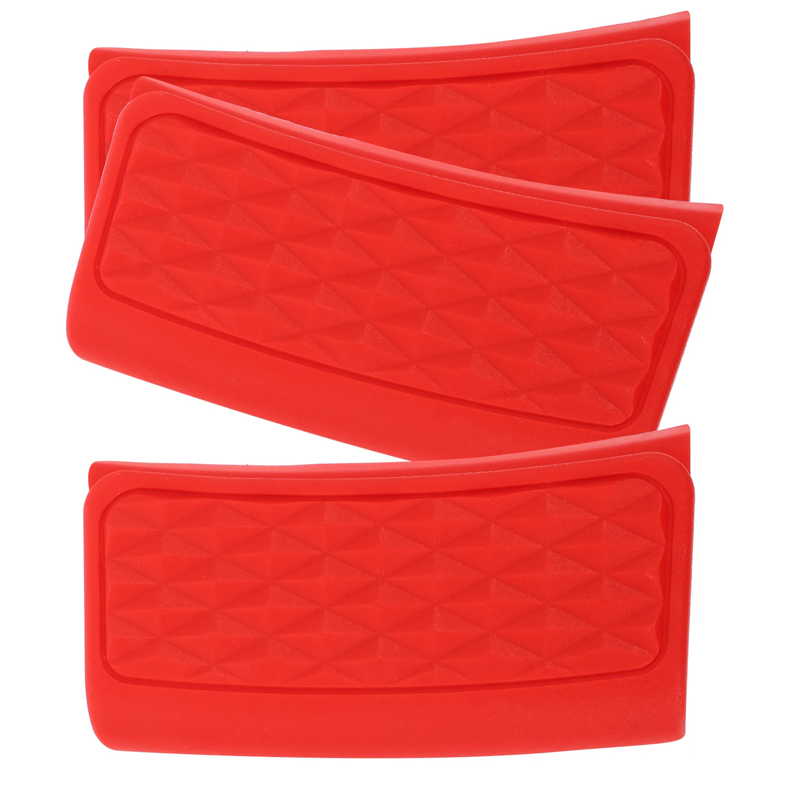 

3 Pcs Red Silicone Pot Handle Covers Non-Slip Heat Resistant Kitchen Gadgets Frying Pan Ear Clips Cooker Grip Protectors