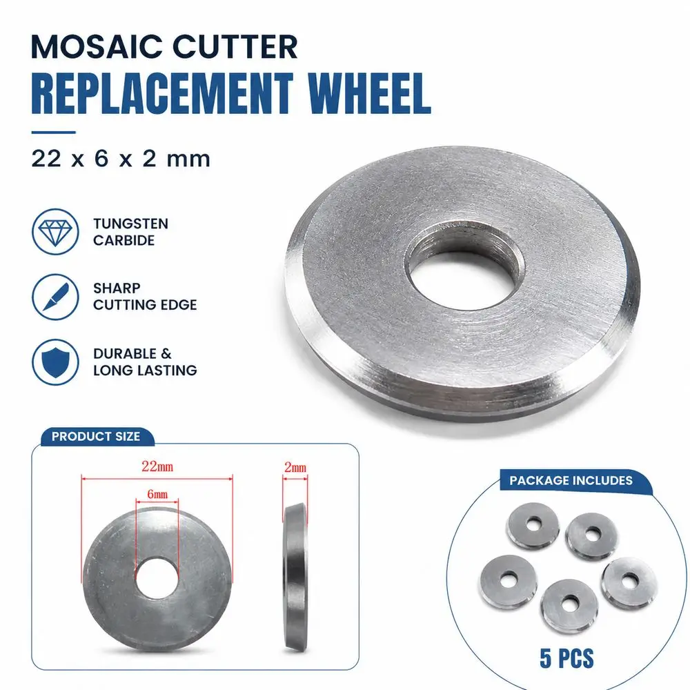 New High Hardness Mosaic Cutter Wheel Durable 22x6x2mm Carbide Cutting Wheel Wear Resistant Glass Cutter Wheel Tile Cutting