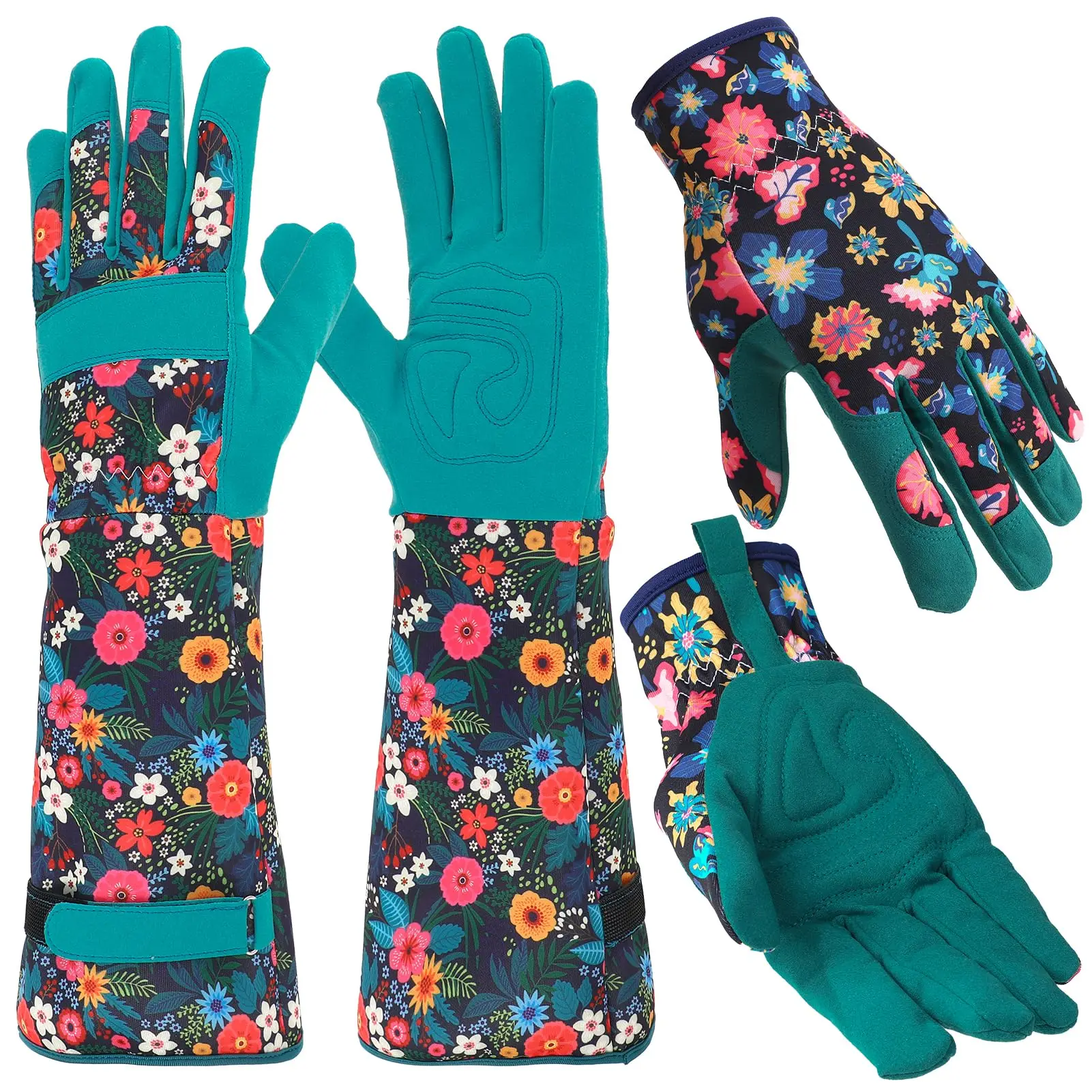 2 Pairs Gardening Gloves Thorn Proof for Women, Long And Short Leather Gardening Gloves for Rose Pruning Yard Work