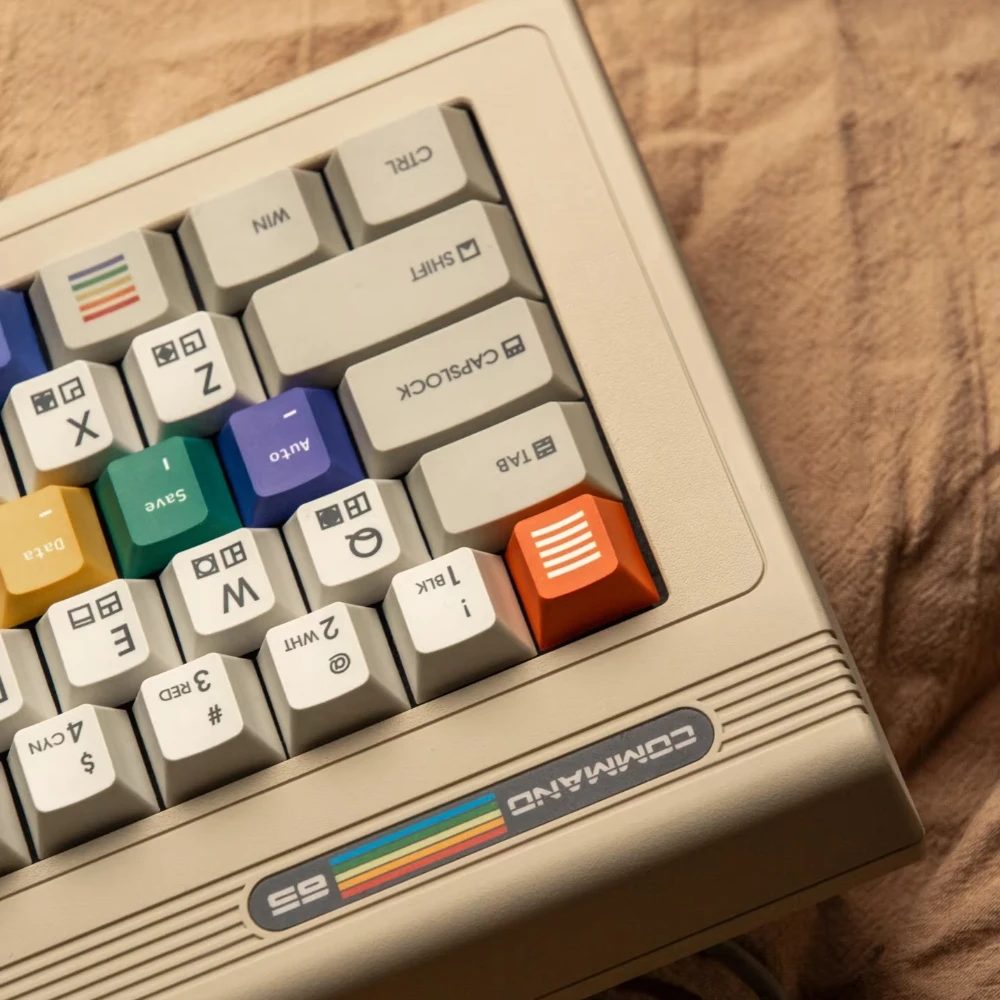 C64 Remake Theme Keycap Set 180keyPBT Custom Simple Retro Gray Keyboard Cap Cherry Profile Gaming KeyCap for Mechanical Keyboard