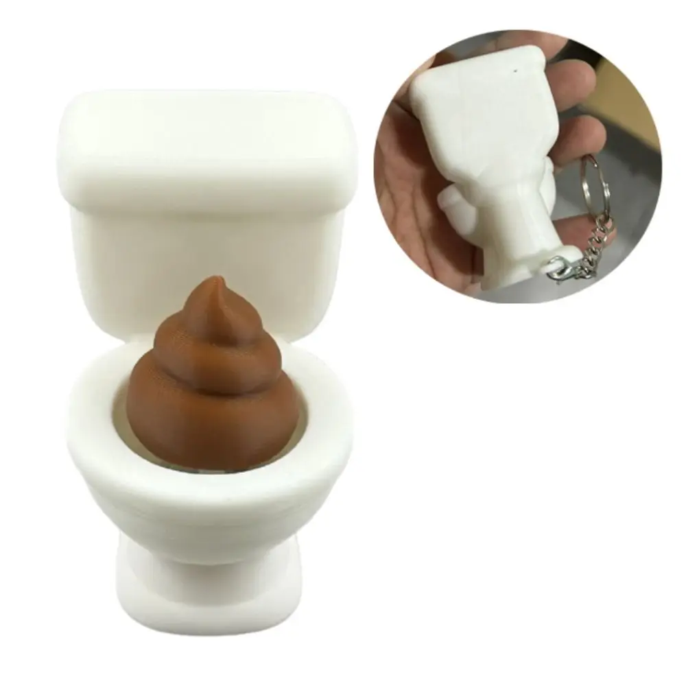 3D Printed Toilet Poop Clicker Relaxed Funny Button Clicker Keyring Clicker Sound Creative Press Keyboard Keychain Gift Giving