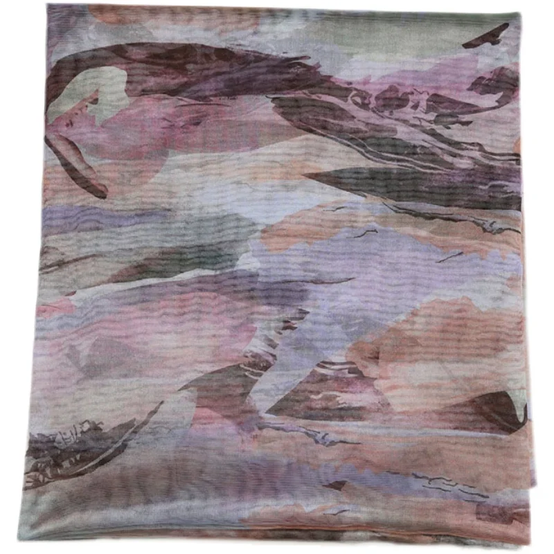 

Oil Painting Wind Net Cloth Printing Fabric Exquisite Small Mesh Photo Shape Clothing Skirt Top Handmade Shell Fabric