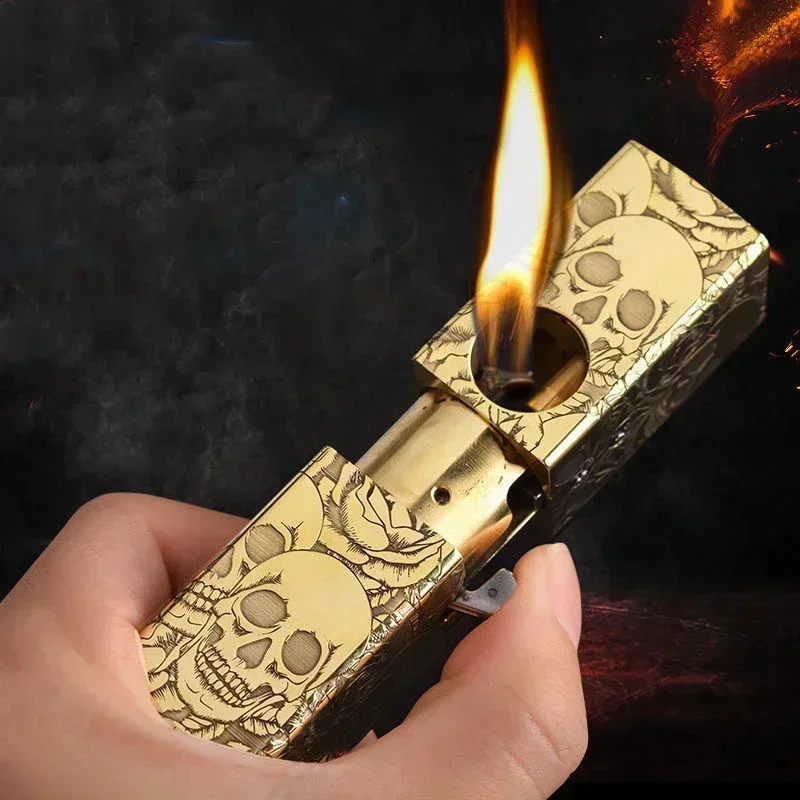 Heavy Armor Handmade Brass Double sided Fire Outlet Kerosene Lighter One Click Launch Limited Edition Lighters Collection Gifts