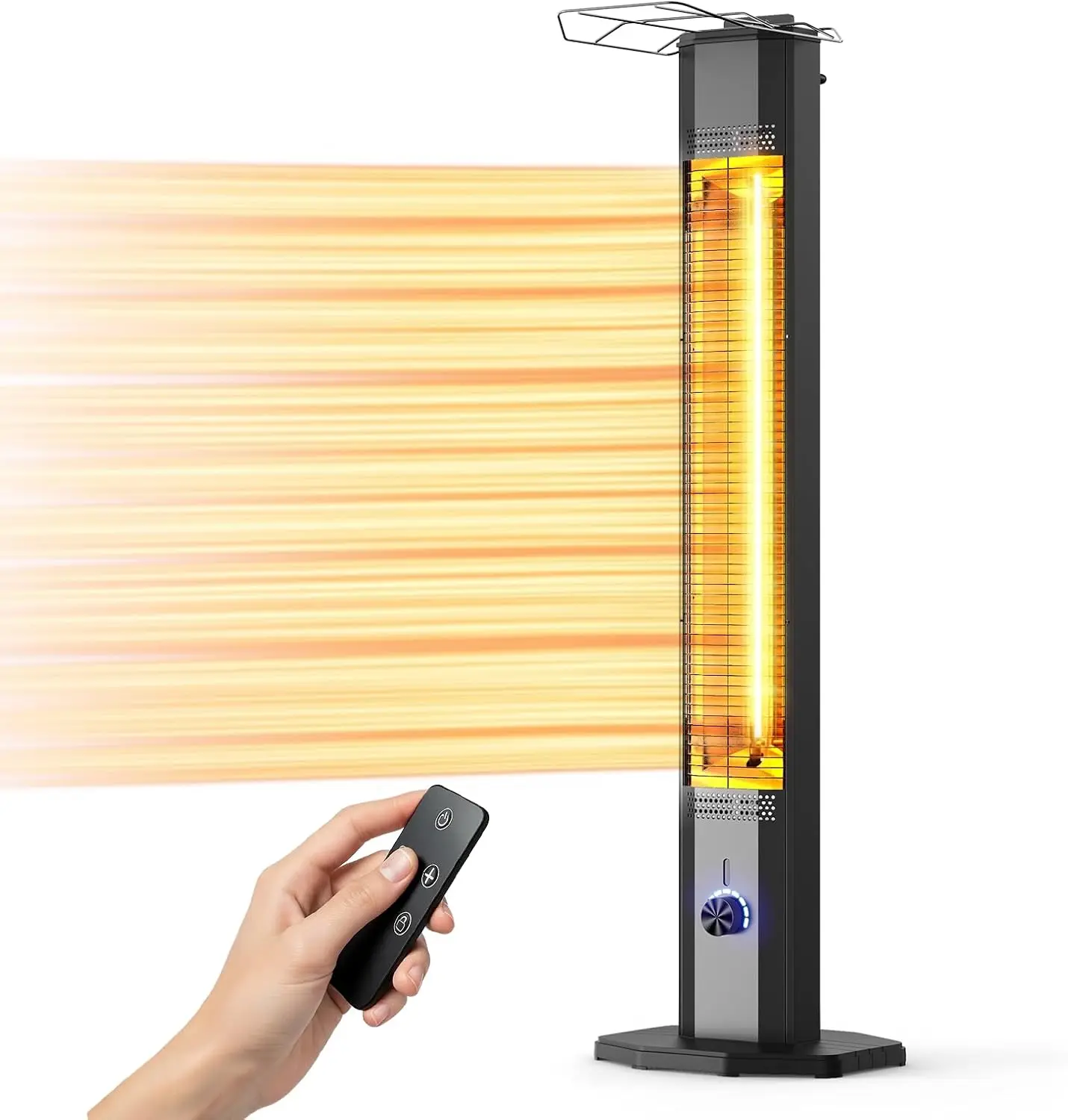 Outdoor Electric Patio Heater, 42-inch 1500W Infrared Tower Heater with 9 Heat Settings & 9H Timer, IPX5 Waterproof, Safety Lock