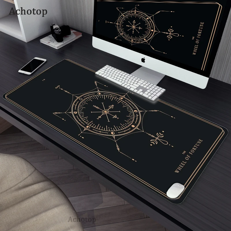 Alfombrilla de ratón grande con borde de bloqueo para ordenador, alfombrilla de ratón grande de 900x400mm con diseño de Brujas, Luna, Tarot, alfombrilla de escritorio para Gamer