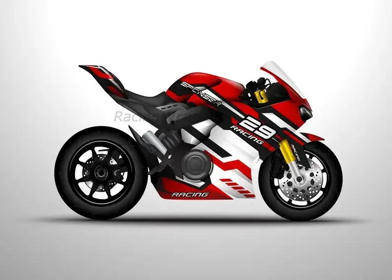 

Template Mockups Motorcycle Sport Bike With Abstract Stripe Design for Wrap Decal Vinyl Sticker, Svg, Eps, Ai, Psd, Pdf, Jpg,Png