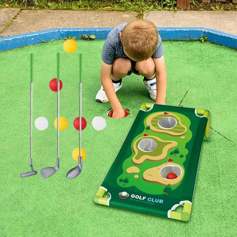 Adjustable Golf Toy Set Golf Club Adjustable Golf Toy With Putting Mat Golf Games With Practice Hole Retractable Fun Sports Toy