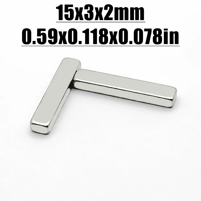 20-1000pcs 15x3x2mm Magnet Neodymium Magnet N35 NdfeB Permanent Magnetic Imanes Magnets Square Shape 15*3*2 Magnet Accessory