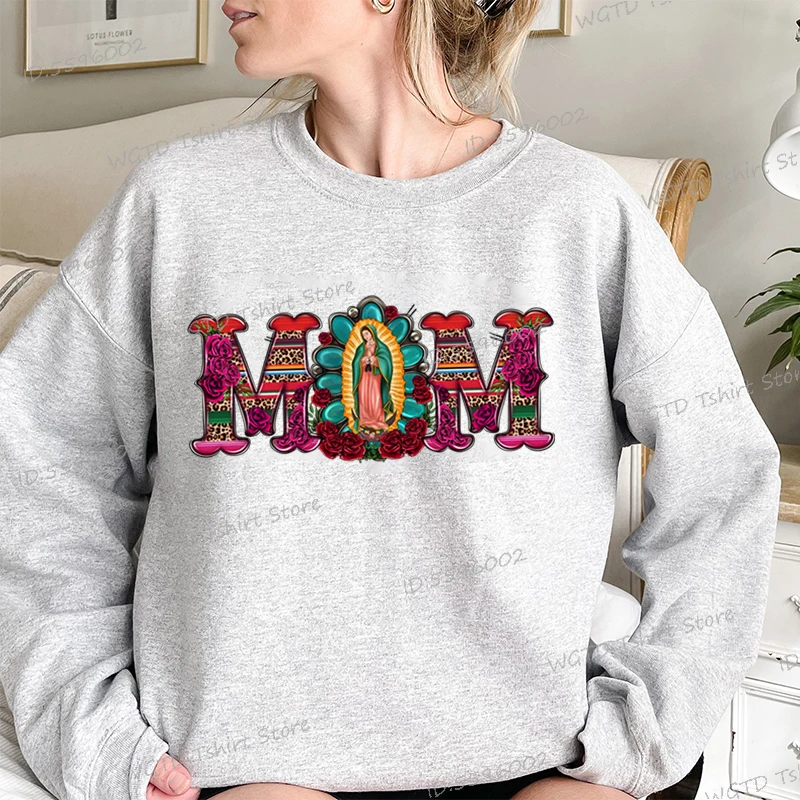 

Mexican Mom Sweatshirt Mother's Day Vintage Classic Tops Floral Mom Leopard Print Women Fashion Hoodies Mama Design Pullovers