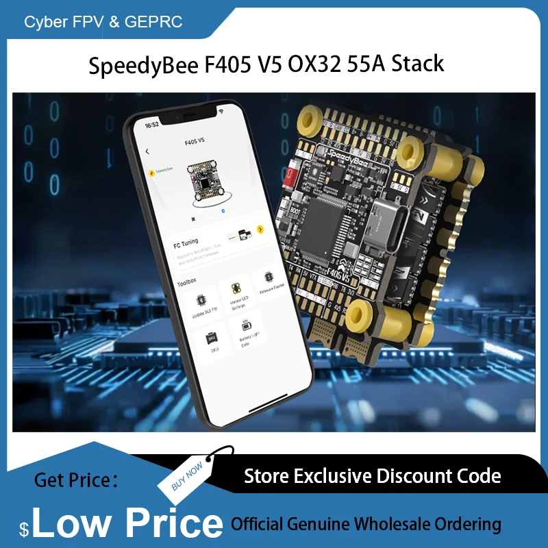 

SpeedyBee F405 V5 OX32 55A 30x30 FC&ESC Stack для деталей RC FPV Drone