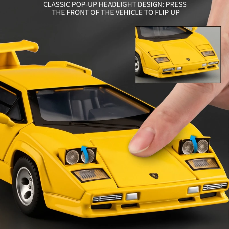 1:32 Countach LP500S سيارة خارقة لعبة سيارة نموذج عجلة القيادة الصوت والضوء لعبة أطفال المقتنيات هدايا عيد الميلاد #4
