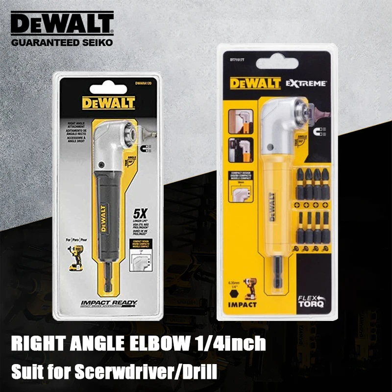 

Dewalt Right Angle Elbow Shank 1/4" Hex with Connecting Rod Working for Narrow or Special Spaces