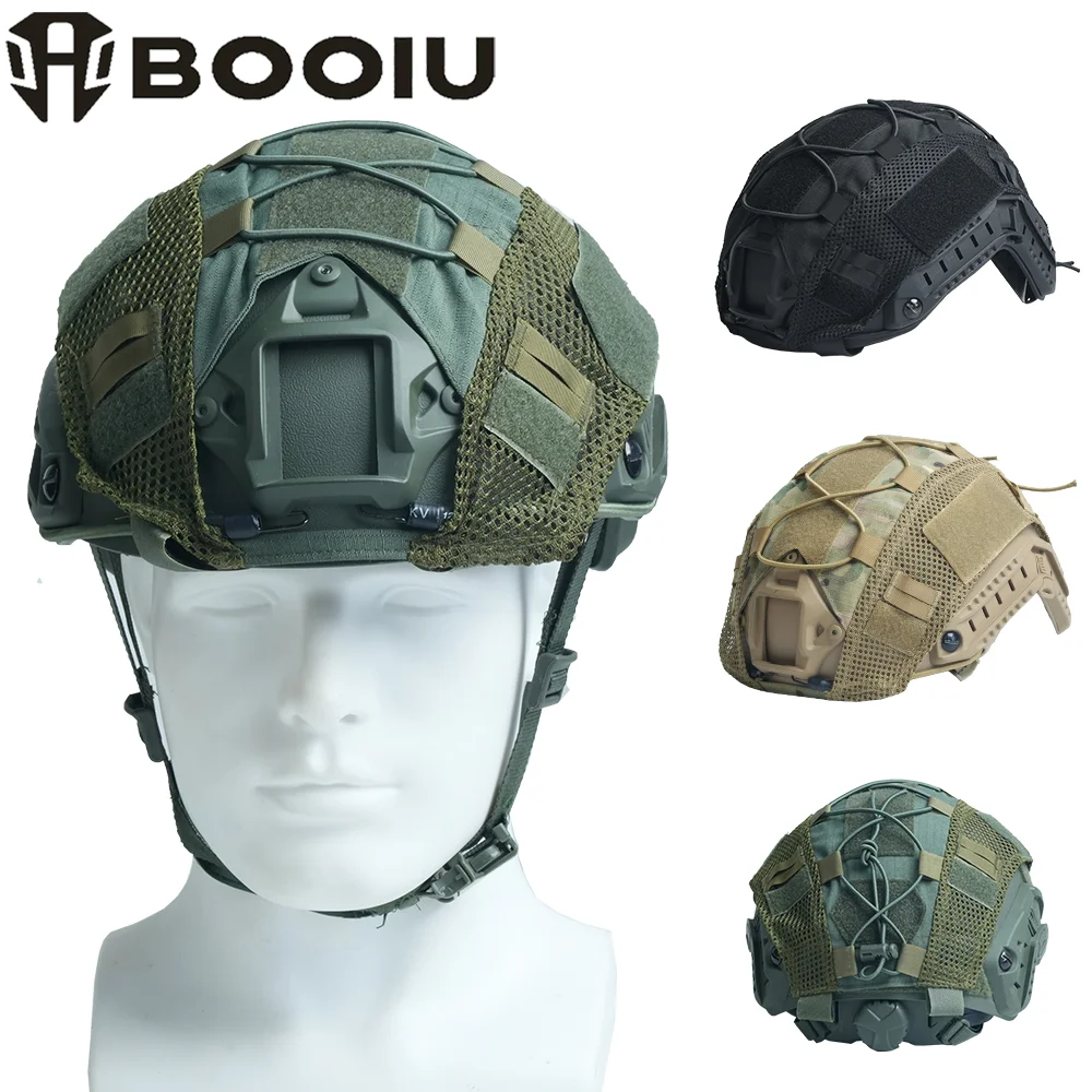 

BOOIU Tactical Helmet Security Protection Adjustable Knob Suspension with Helmet Cover Disguise Outdoor Training Hunting Set