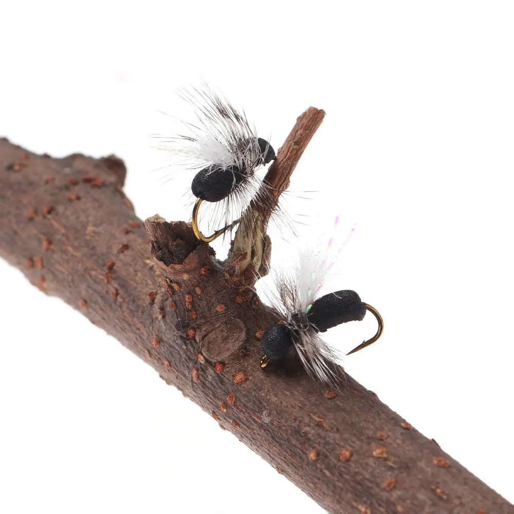 Bimoo 6 Stück # 10 Grizzly Hackle Schaumstoff-Ant-Fliege Schwimmende Schwarze Trockenfliege Para Post Wing Käfer-Insektenköder Forellen-Char-Angelköder – Detail 11