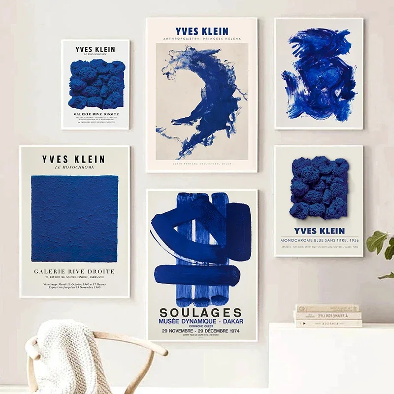 Yves Klein Abstract Blue Soulages Circle Wall Art Minimalist Print Canvas Painting Posters for Living Room Modern Home Decor