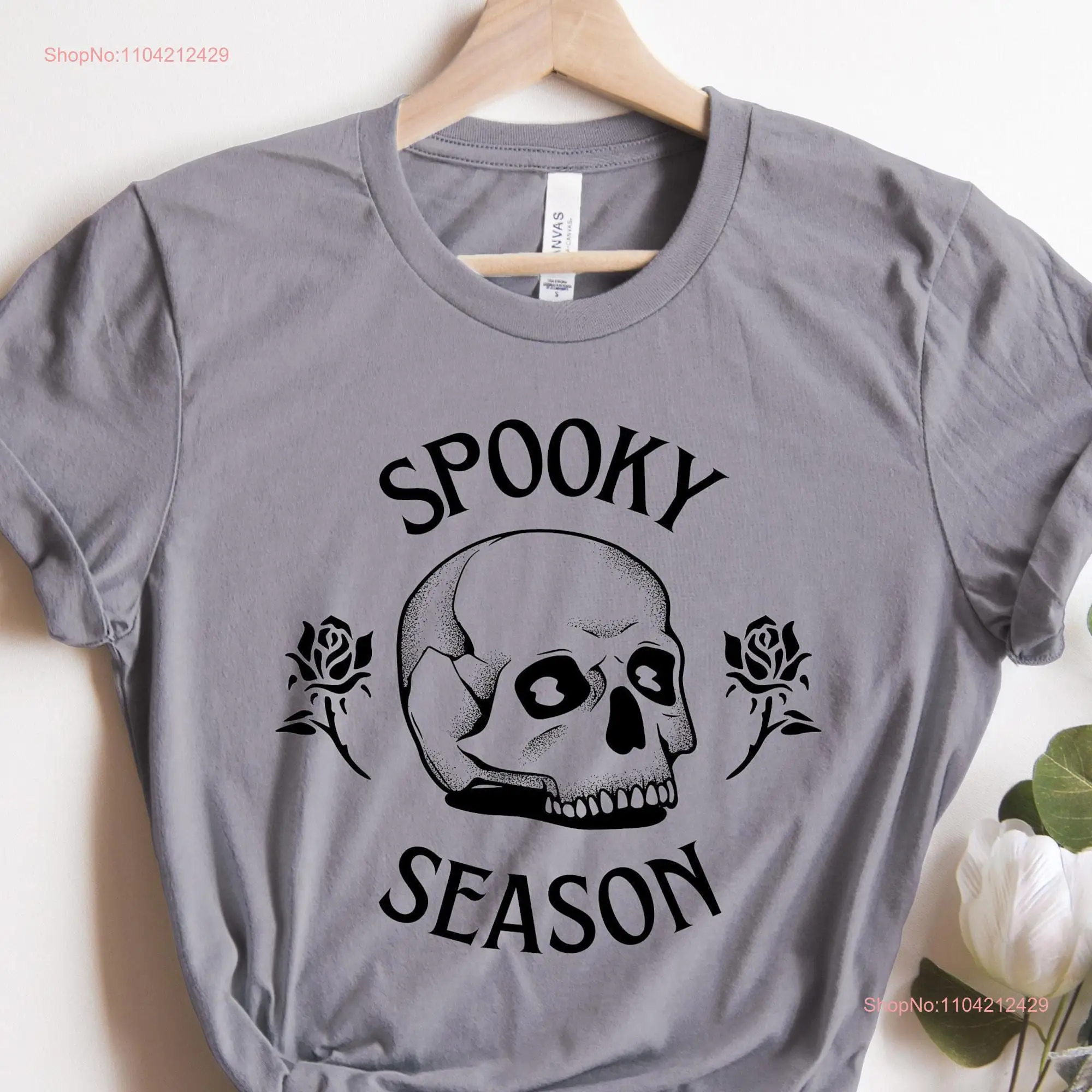 Women's Halloween T Shirt Spooky Season Funny Skull  long or short sleeves