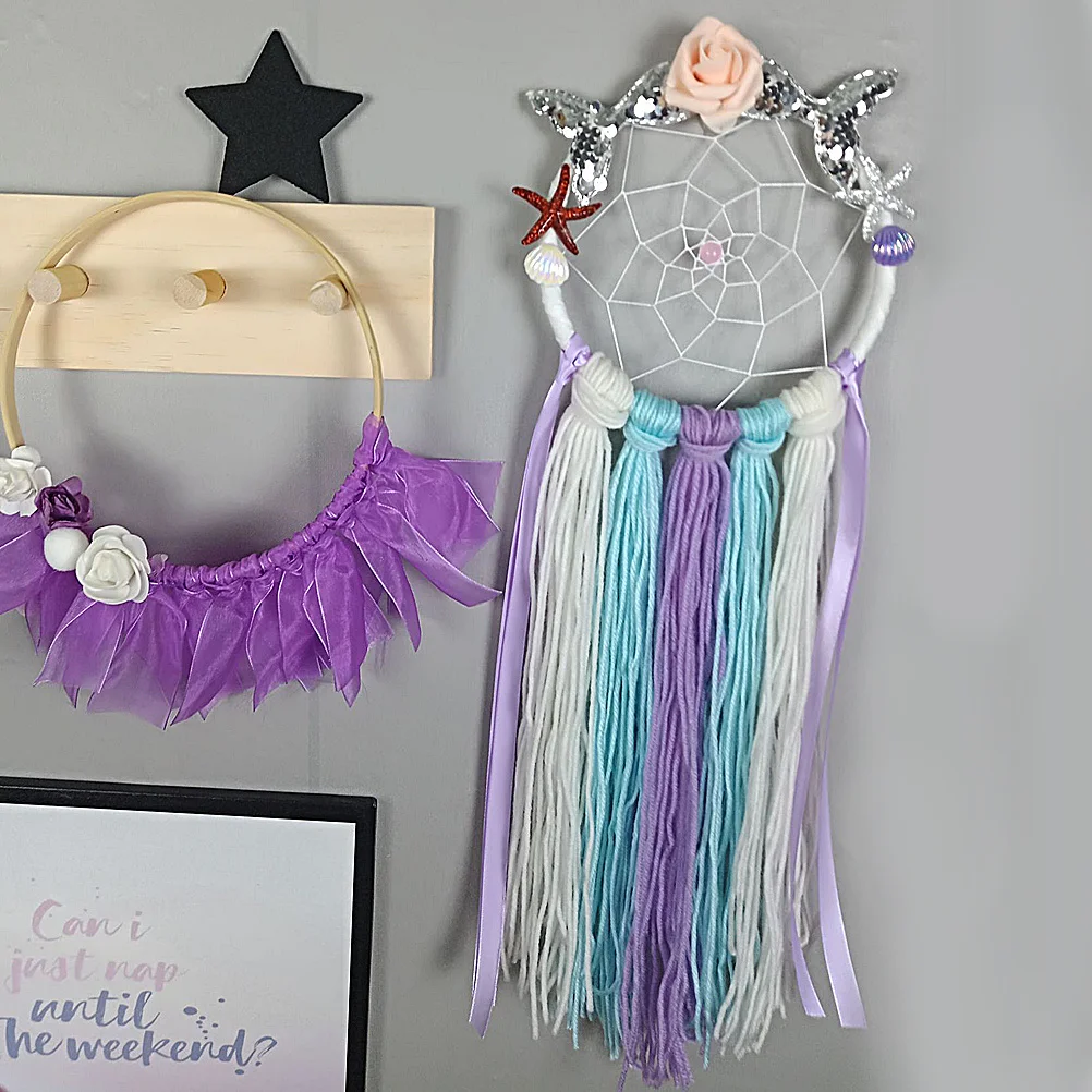 

Hanging Dream Catcher with Mermaid Design Handcrafted Wall Ornament for Bedroom Home Decor Apartment Decoration