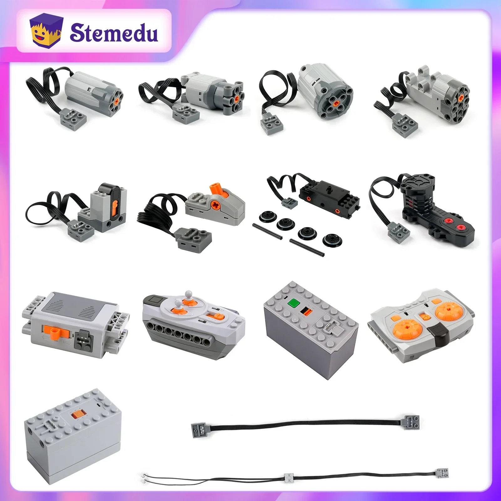

Moc Power Function Part Set Технический мотор Пульт дистанционного управления Батарейный блок M L XL Серводвигатель PF Строительный блок Совместимость 8293 8883