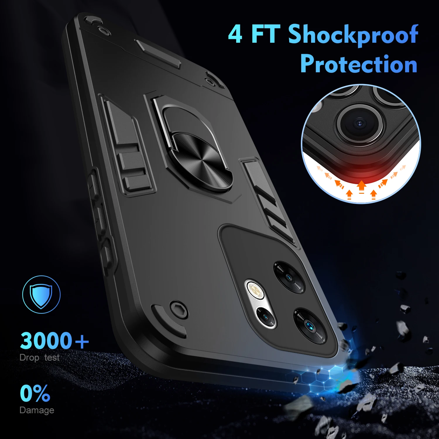 Case for Infinix Zero 30 4G Armor Shockproof Car Magnetic Finger Ring Holder Hard Phone Cover InfinixZero304G X6731B Coque L1