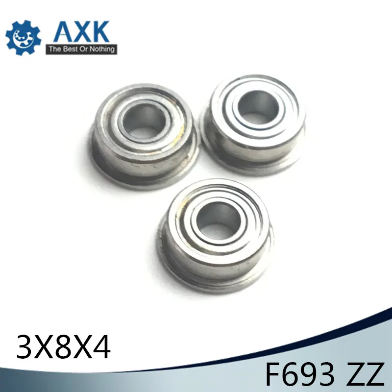 F693ZZ Flange Bearing 3x8x4 mm ABEC-1 ( 10 PCS ) Flanged  F693 Z ZZ Ball Bearings F619/3ZZ