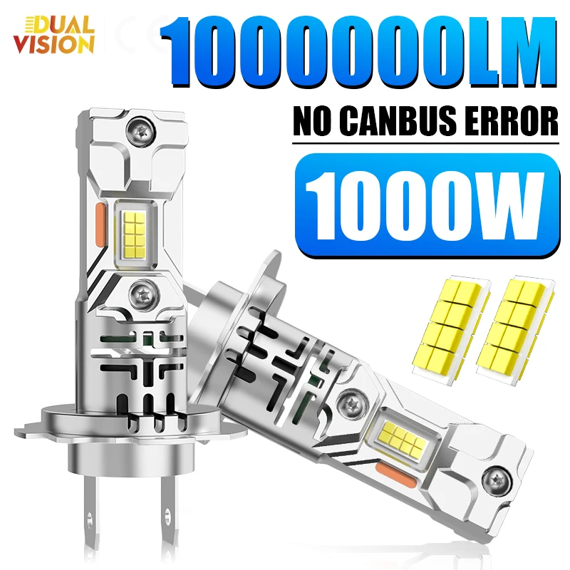 

2PCS H7 LED Headlight Bulbs H11 H4 H8 1000000LM 1000W 6000K 16PCS CSP CHIPS HB3 9005 HB4 9006 H9 LED Headlamp Fog Lights 12V 24V