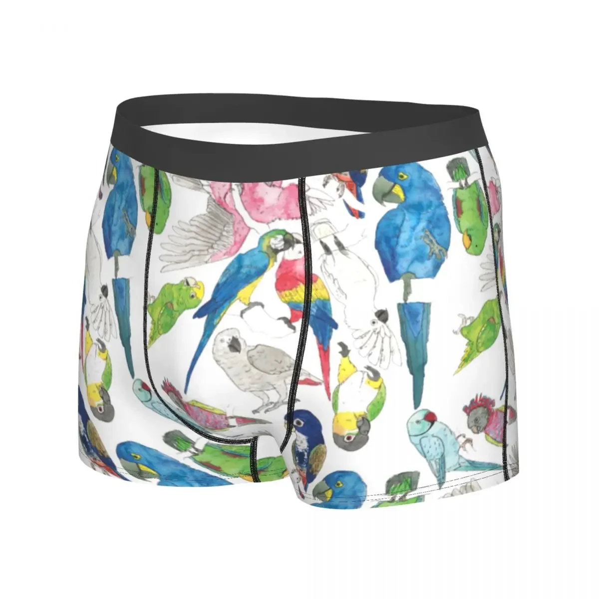 Men Parrots And Toos Underwear Birds Macaw Cockatoo Conure Sexy Boxer Briefs Shorts Panties Homme Soft Underpants Plus Size