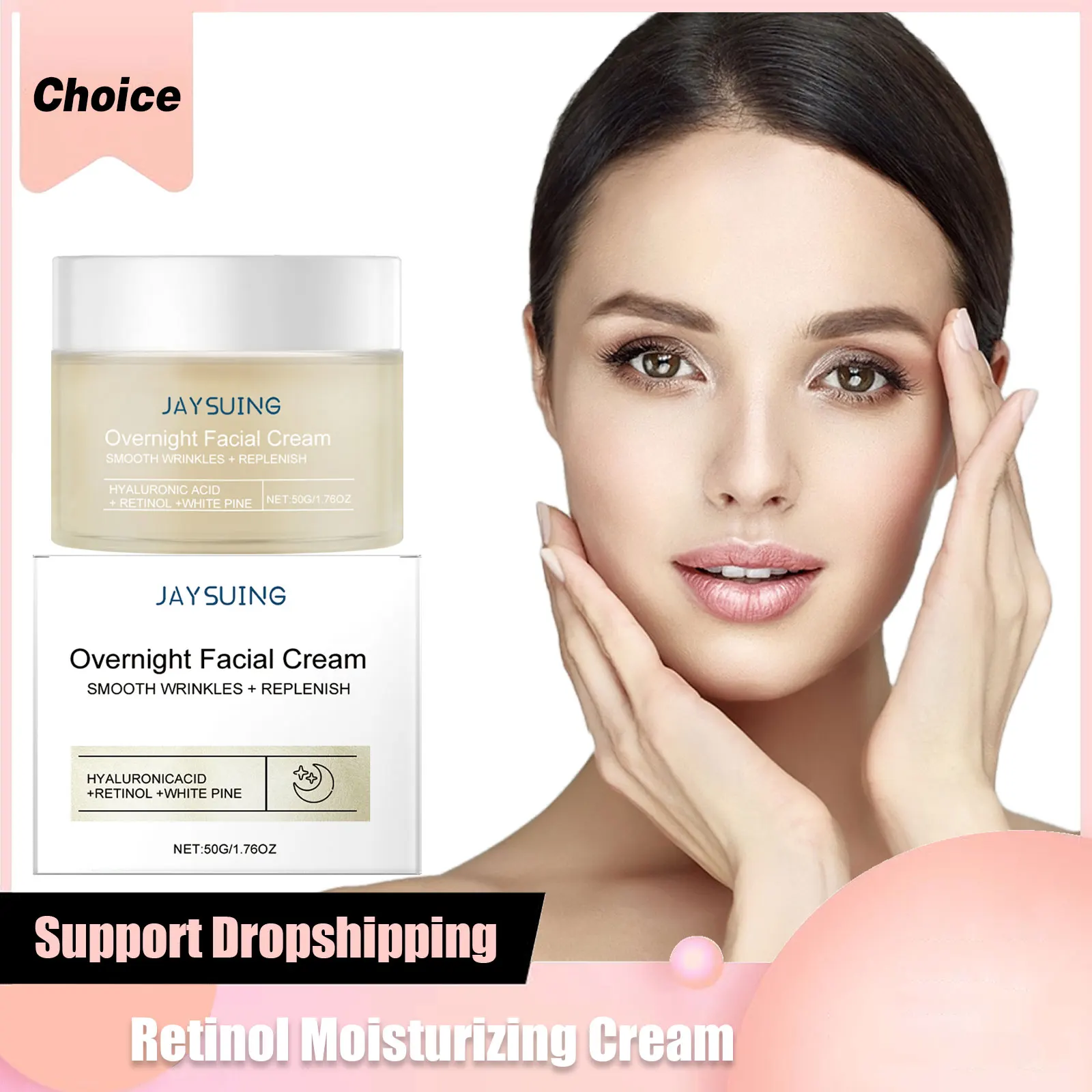 Jaysuing Face Night Cream Hyaluronic Acid Retinol Moisturizer Anti Aging Skincare Brightening Restore Firmness Tightening Cream