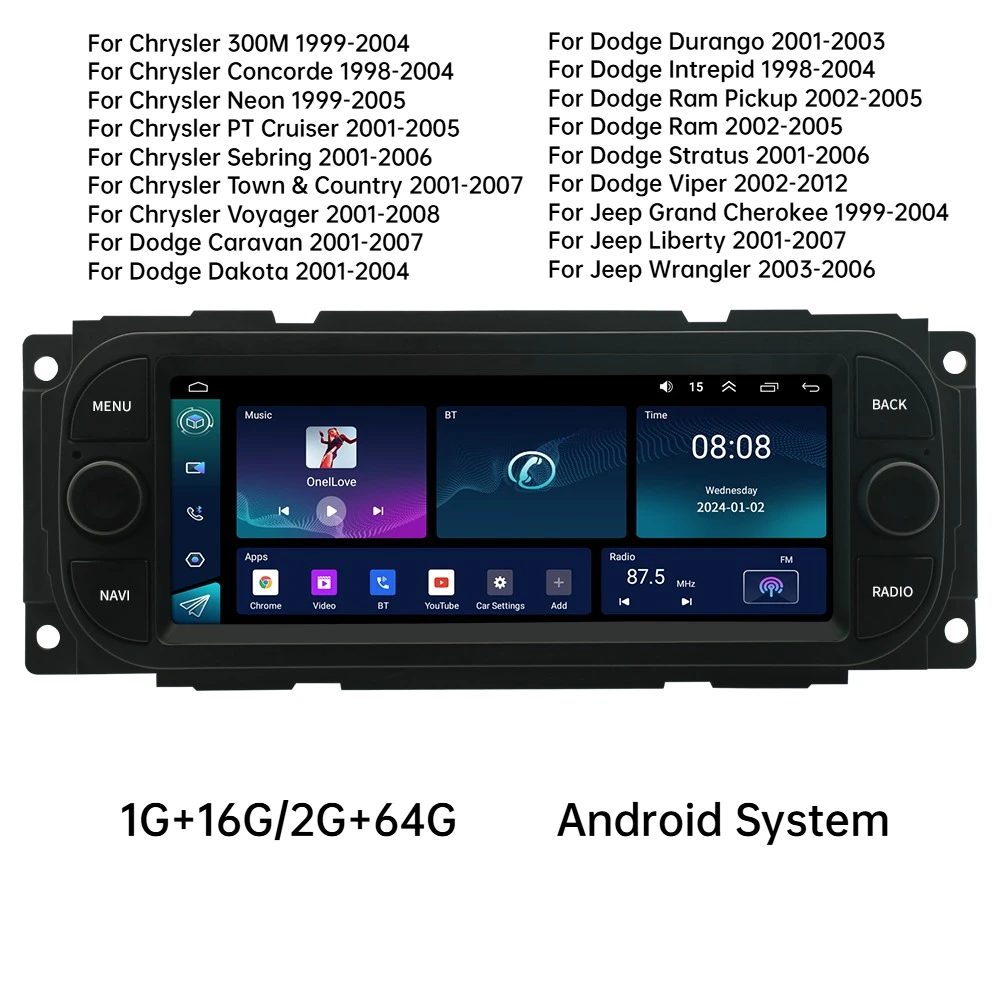 

For Jeep Dodge Chrysler Grand Caravan Car Multimedia Player 6.86" Touch Screen Integrated Navigation System GPS Universal model