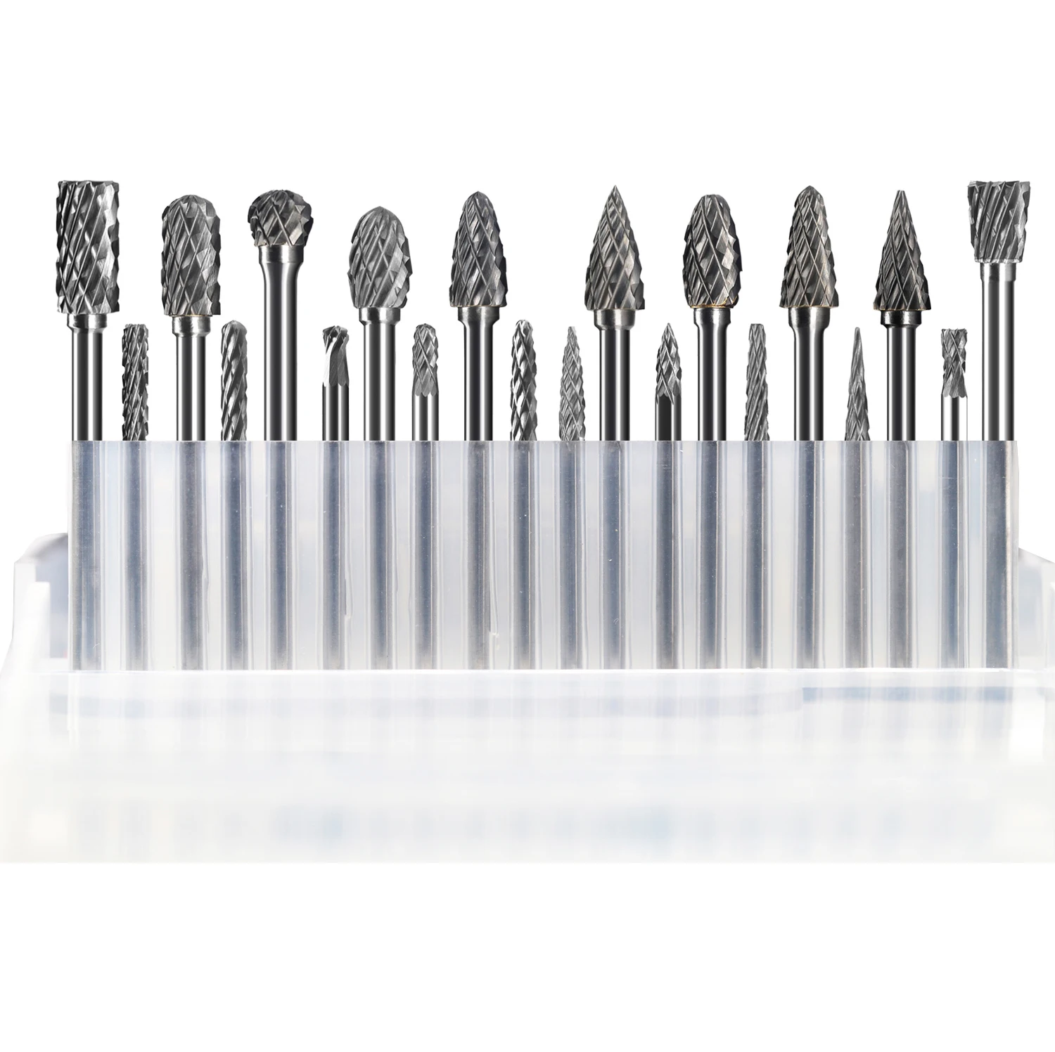 

20 Pcs Carving Carbide Burrs Set 3x3mm 3x6mm 1/8 inch 3mm Shank Diameter Double Cut Engraving Wood Metal Mix Type Rotary File