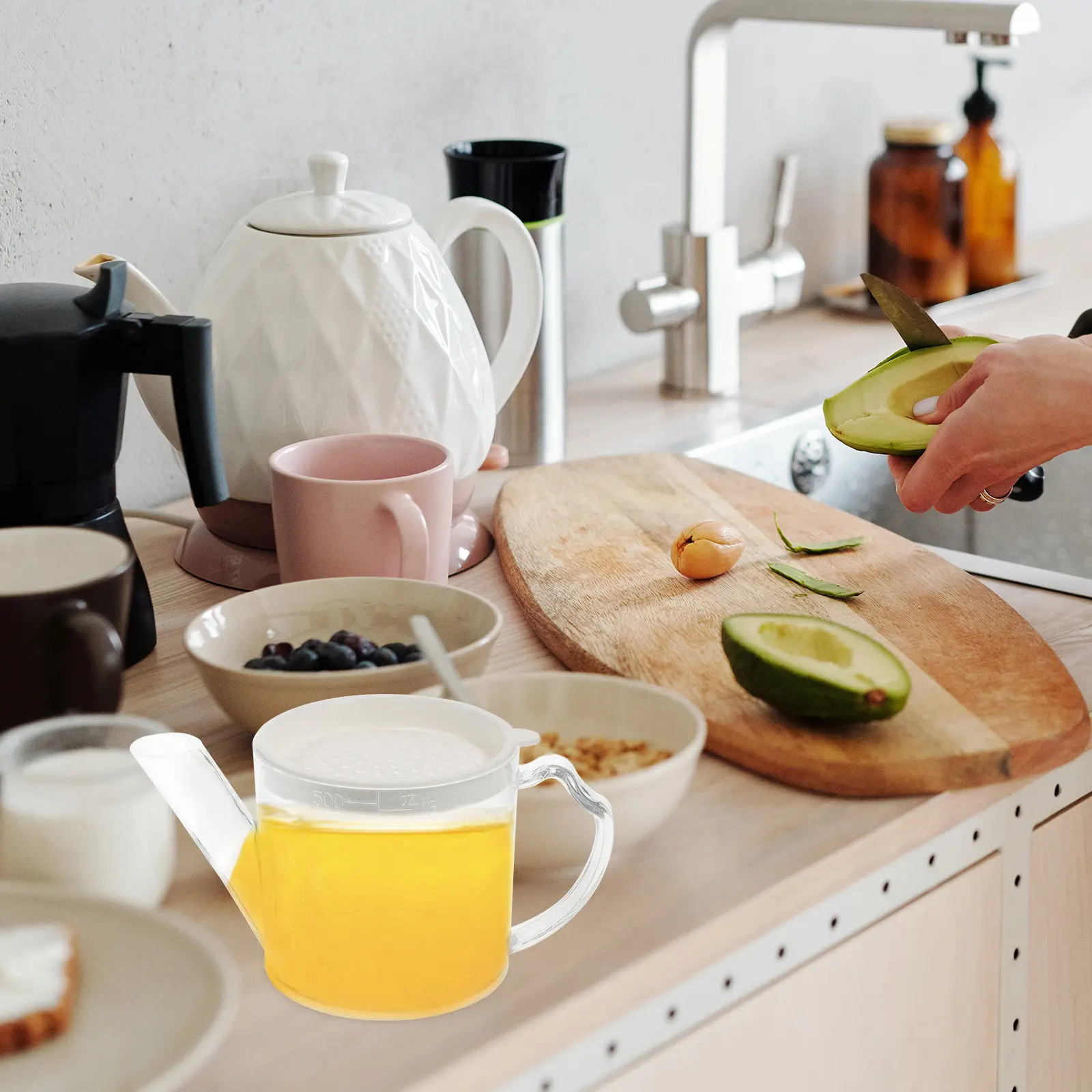 Botella dispensadora para cocina, recipiente de plástico para condimentos, soporte para vino, contenedor de almacenamiento de aceite resistente al calor para aceite de oliva y salsa de soja, 1 ud.