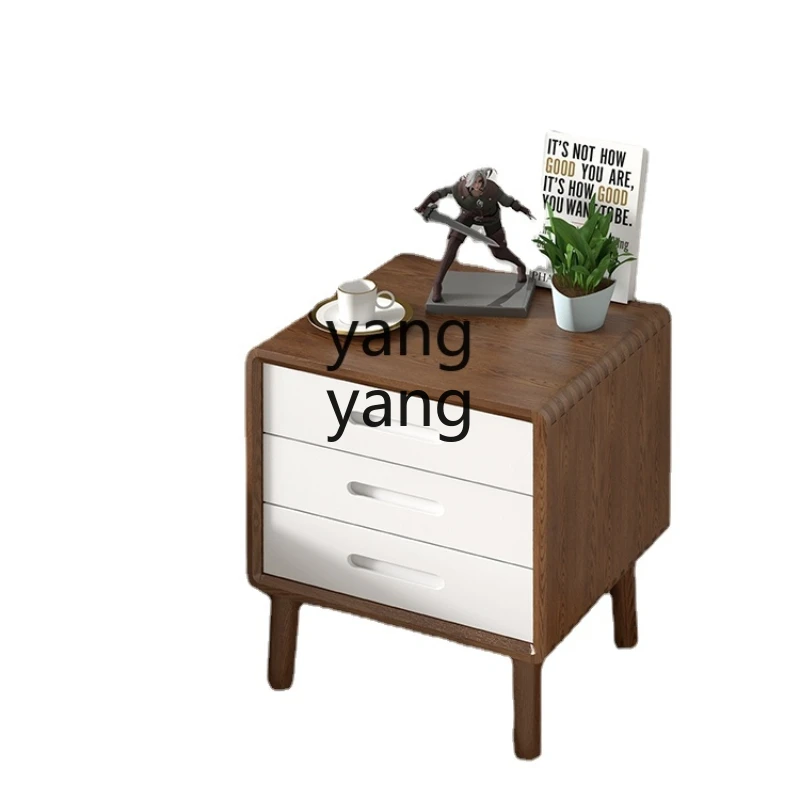 Yhl Solid Wood Oak Bedside Table Modern & Minimalism Wide Large Capacity Bedroom Bedside Locker