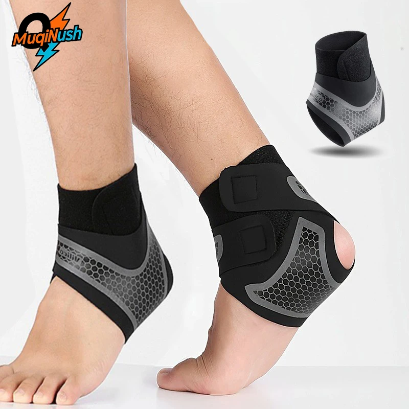 

MuqiNush 1pc Ankle Support Sleeve Adjustable Elastic Sports Guards Fixed Bandages for Compress Relieving Pain Fasciitis Arch
