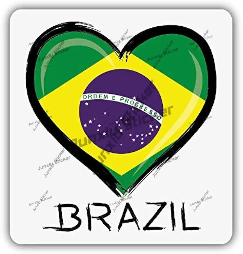 

I Love Brazil Flag Heart Sticker Scratch-Proof Cover Scratches Decal for Car Window Truck SUV Bumper Guitar Phone Window Decor