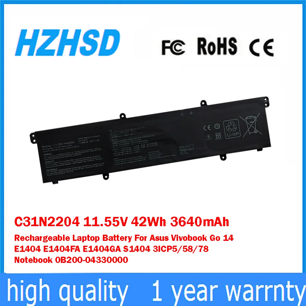 

C31N2204 11.55V 42Wh 3640mAh Rechargeable Laptop Battery For Asus Vivobook Go14 E1404 E1404FA E1404GA S1404 3ICP5/58/78 Notebook